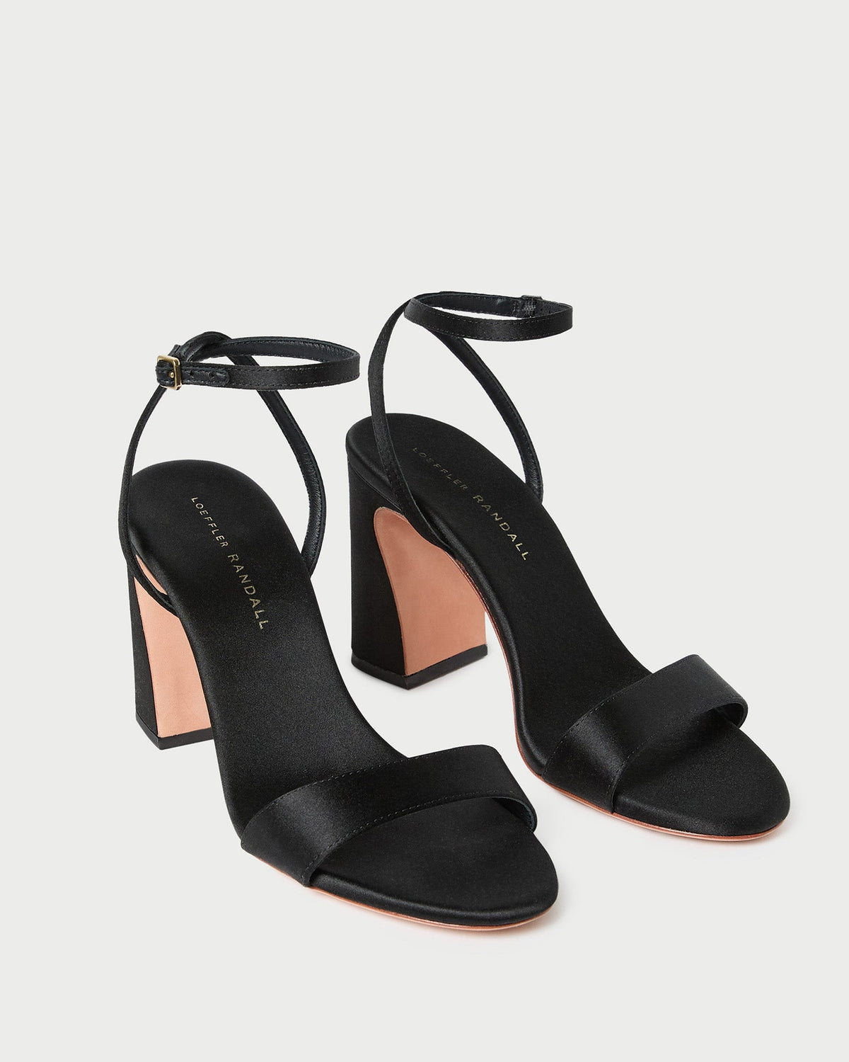 Loeffler Randall Everyday | Malia Black Satin Curved-Heel Sandal