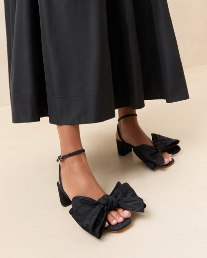 Loeffler Randall Exclusive | Carmen Black Moiré Bow Sandal
