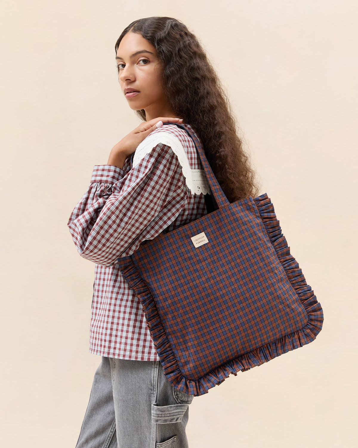 Loeffler Randall Deals | Justine Navy Ruffle Tote