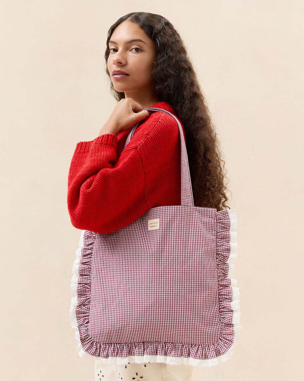 Loeffler Randall New | Justine Maroon Ruffle Tote