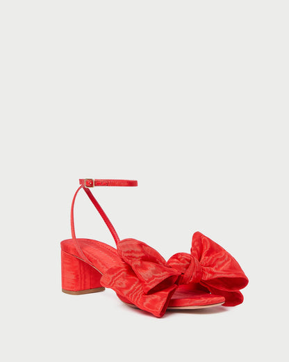 Loeffler Randall Quality | Carmen Red Moiré Bow Sandal