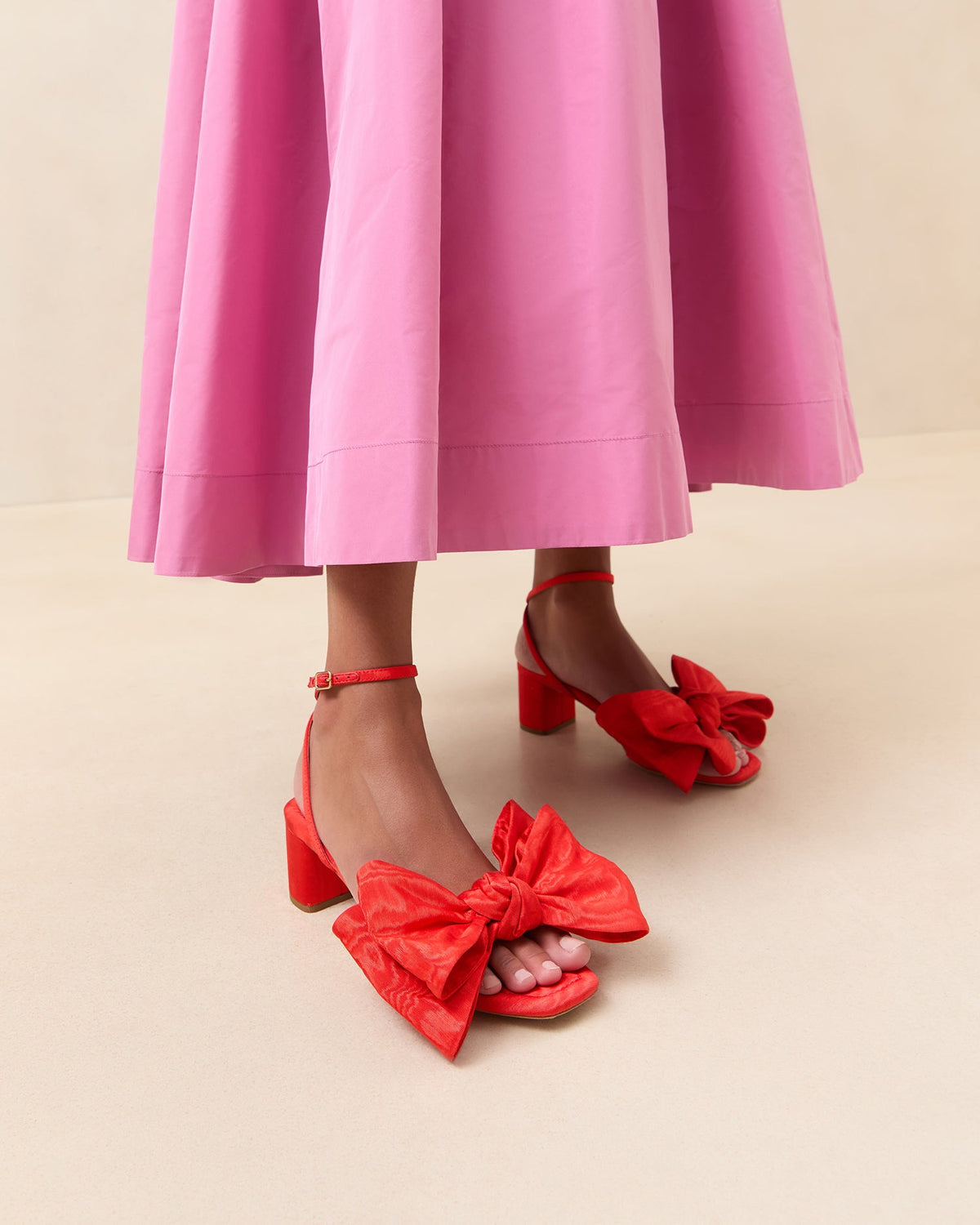 Loeffler Randall Quality | Carmen Red Moiré Bow Sandal