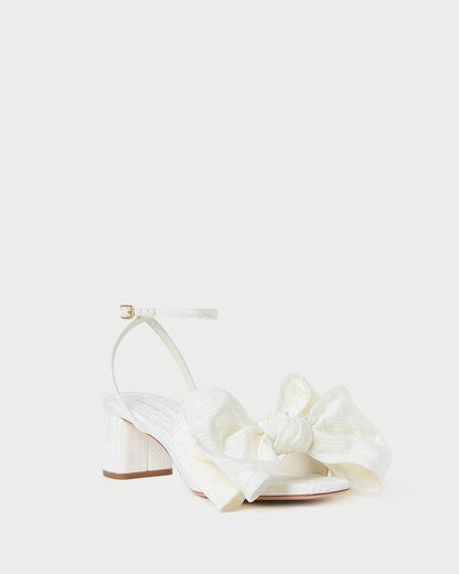 Loeffler Randall Featured | Carmen Cream Moiré Bow Sandal