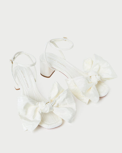 Loeffler Randall Featured | Carmen Cream Moiré Bow Sandal