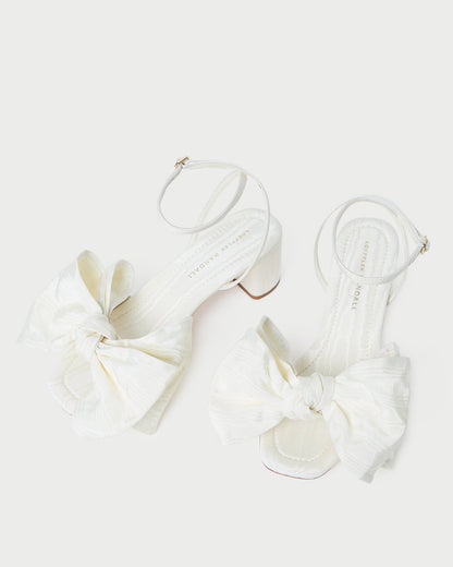 Loeffler Randall Featured | Carmen Cream Moiré Bow Sandal