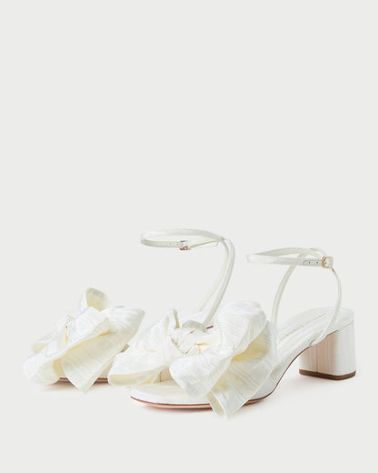 Loeffler Randall Featured | Carmen Cream Moiré Bow Sandal
