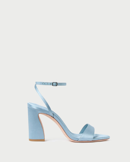 Loeffler Randall Best Price | Malia Blue Satin Curved-Heel Sandal