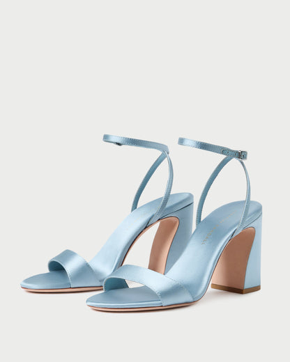 Loeffler Randall Best Price | Malia Blue Satin Curved-Heel Sandal