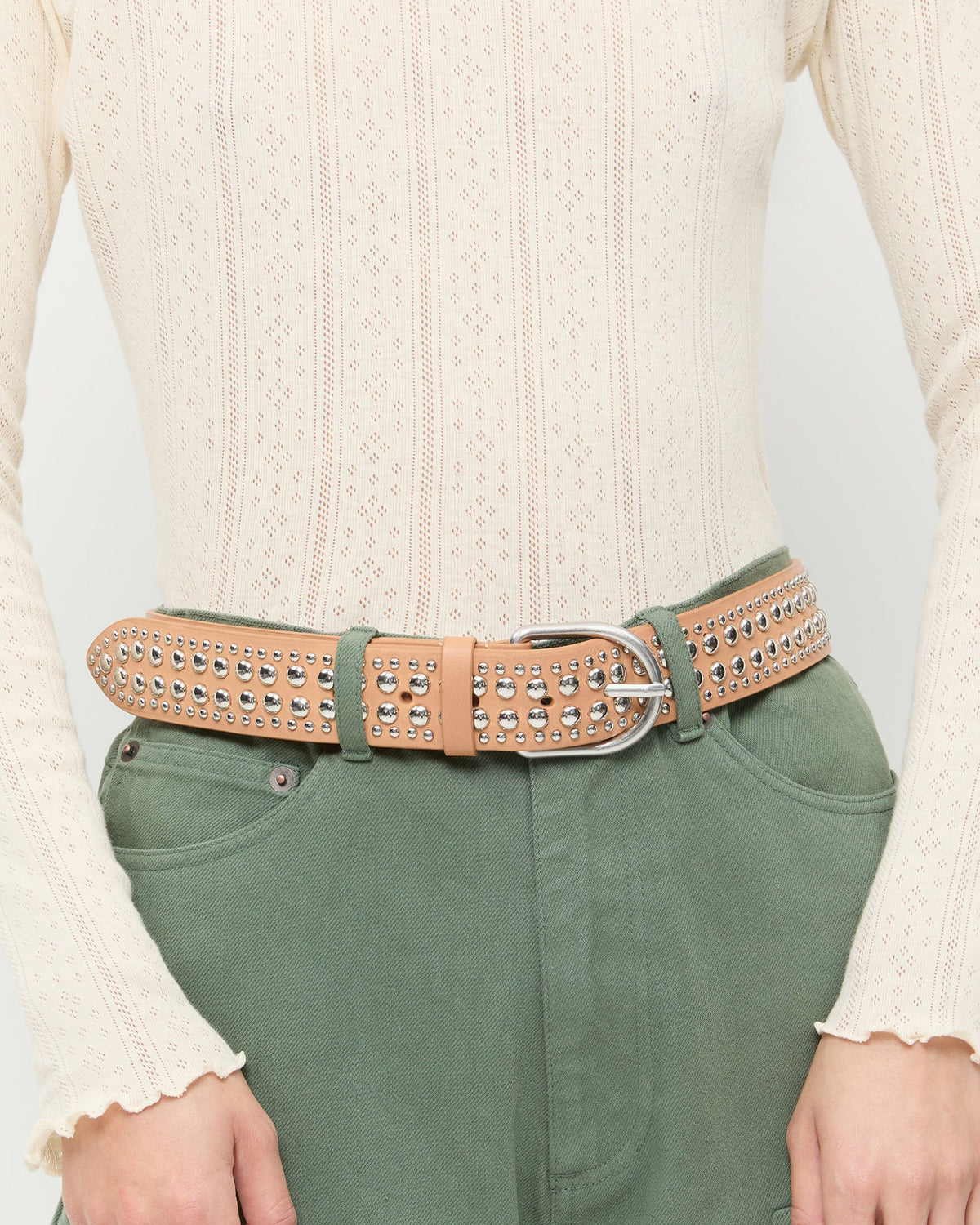 Loeffler Randall Special Offer | Isaac Honey/Silver Studded Belt