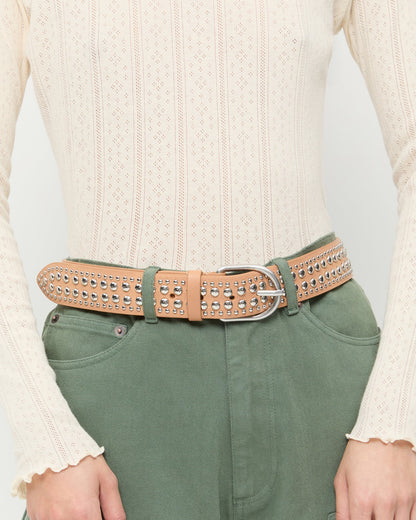 Loeffler Randall Special Offer | Isaac Honey/Silver Studded Belt