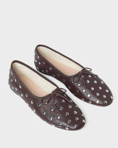 Loeffler Randall Best Price | Landon Espresso/Silver Leather Ballet Flat