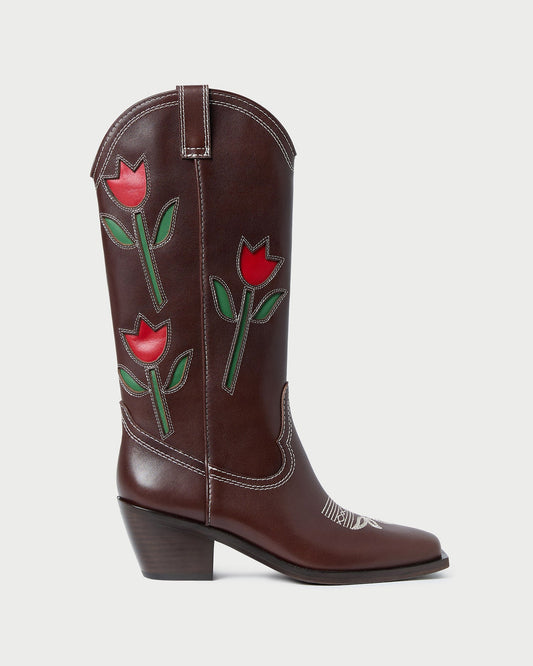 Loeffler Randall Best Seller | Wilder Espresso Leather Tulip Boot