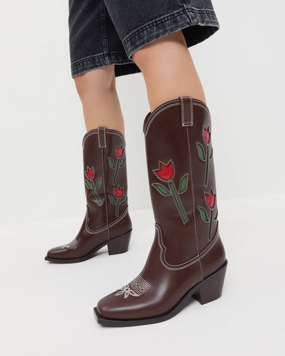 Loeffler Randall Best Seller | Wilder Espresso Leather Tulip Boot