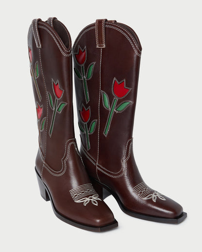 Loeffler Randall Best Seller | Wilder Espresso Leather Tulip Boot