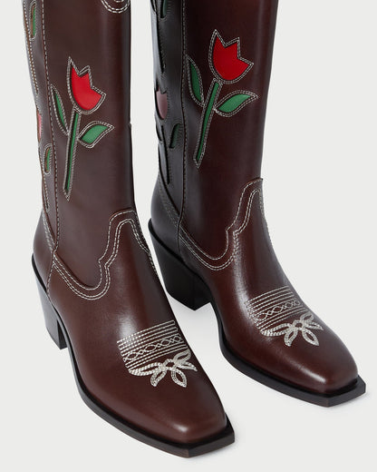 Loeffler Randall Best Seller | Wilder Espresso Leather Tulip Boot