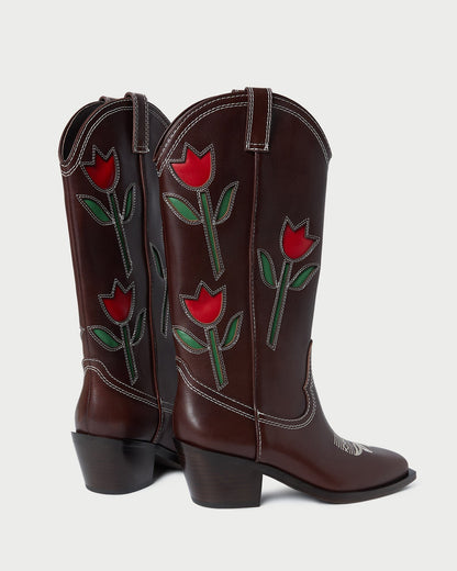Loeffler Randall Best Seller | Wilder Espresso Leather Tulip Boot