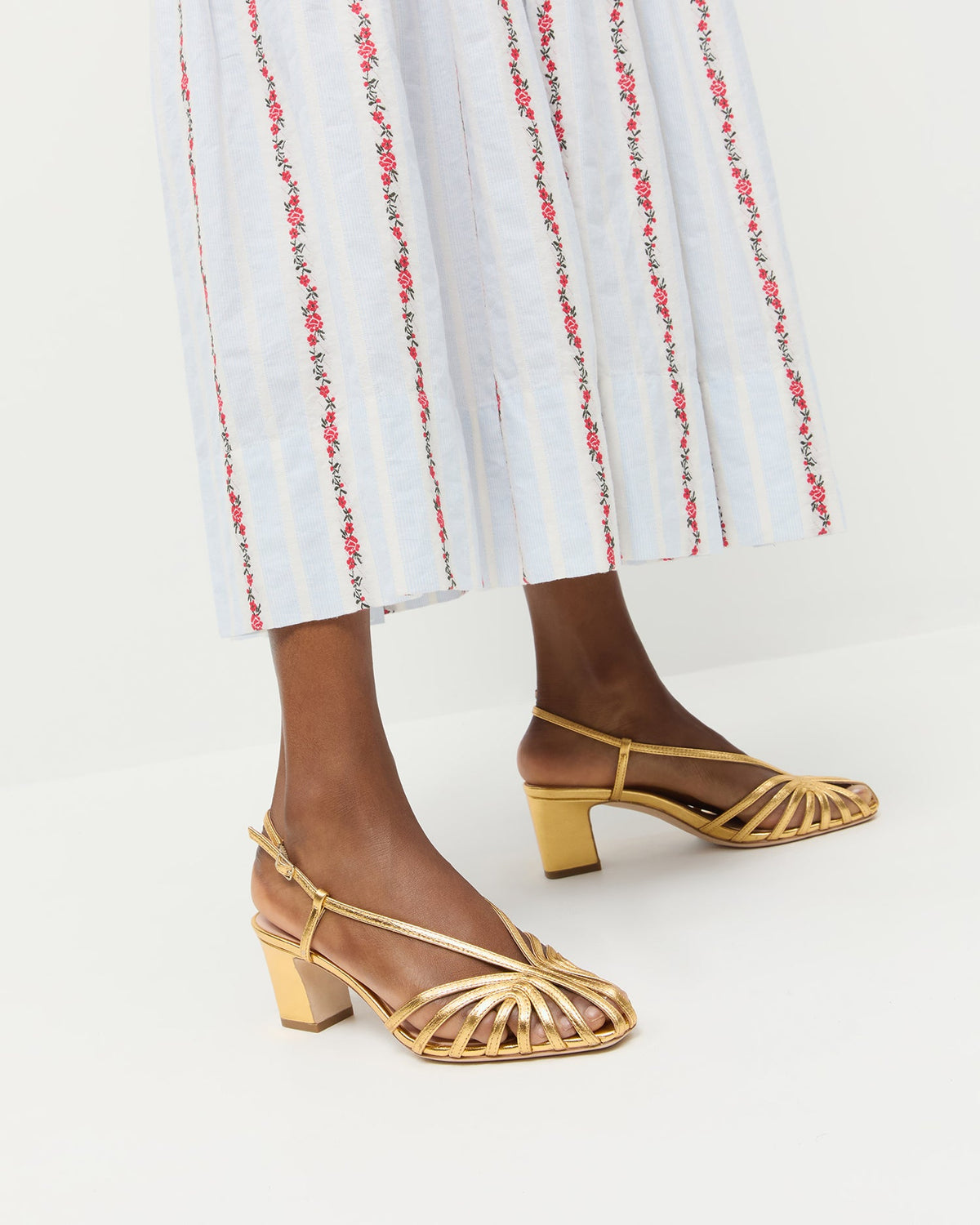 Loeffler Randall Value | Priscilla Gold Lattice Heeled Sandal