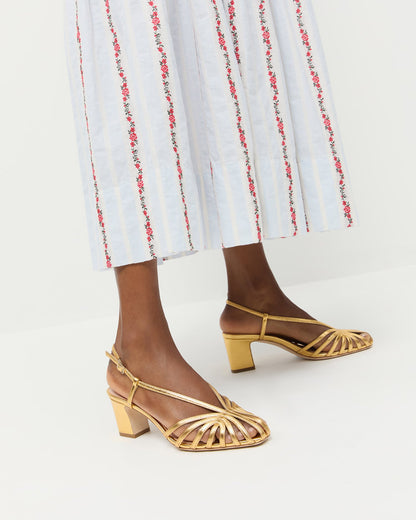 Loeffler Randall Value | Priscilla Gold Lattice Heeled Sandal
