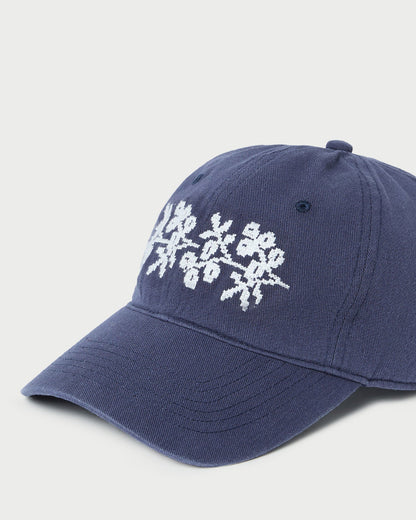 Loeffler Randall Essential | Cairo Navy/Cream Embroidered Cap