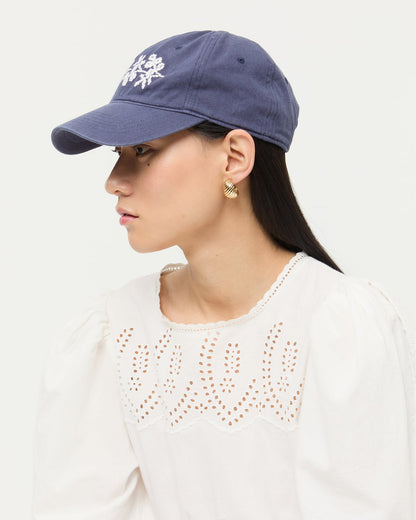 Loeffler Randall Essential | Cairo Navy/Cream Embroidered Cap