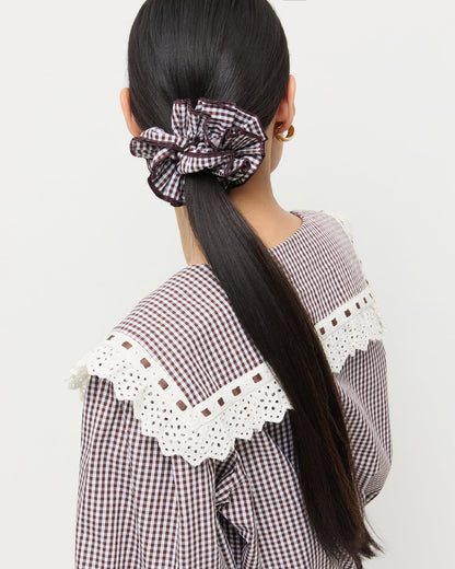 Loeffler Randall Exclusive | Felice Brown Gingham Layered Scrunchie