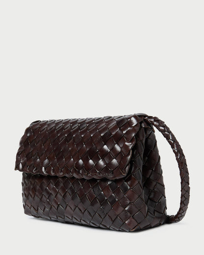 Loeffler Randall Smart Buy | Vinnie Chocolate Woven Leather Crossbody