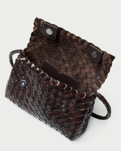 Loeffler Randall Smart Buy | Vinnie Chocolate Woven Leather Crossbody