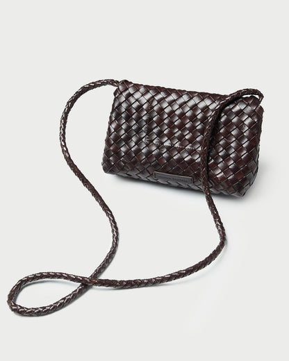 Loeffler Randall Smart Buy | Vinnie Chocolate Woven Leather Crossbody