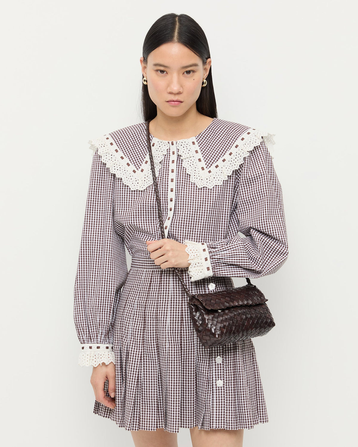 Loeffler Randall Smart Buy | Vinnie Chocolate Woven Leather Crossbody