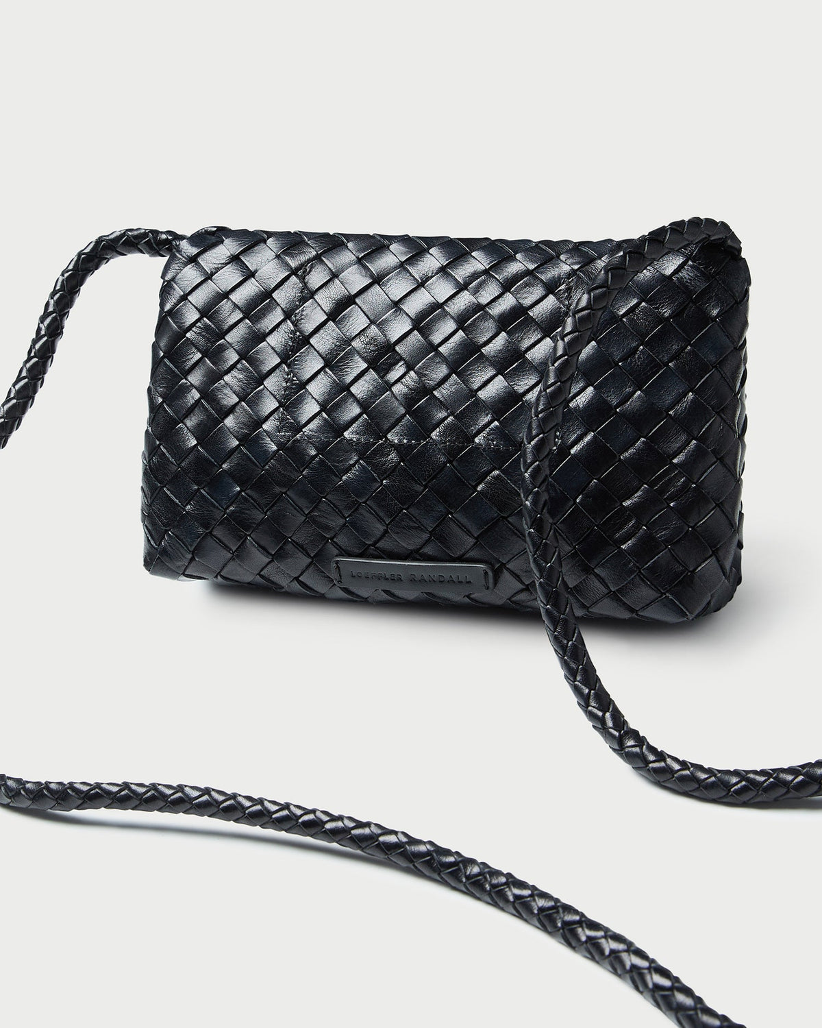 Loeffler Randall Smart Buy | Vinnie Black Woven Leather Crossbody