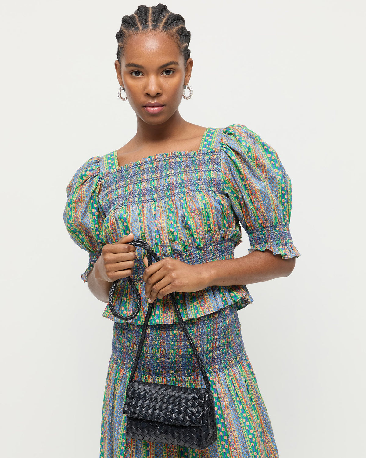 Loeffler Randall Smart Buy | Vinnie Black Woven Leather Crossbody