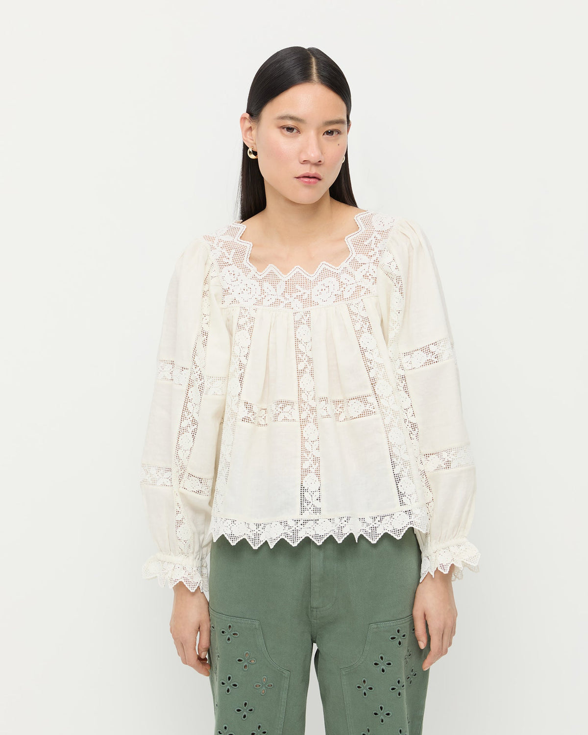 Loeffler Randall Discount | Pauline Embroidered Lace Blouse
