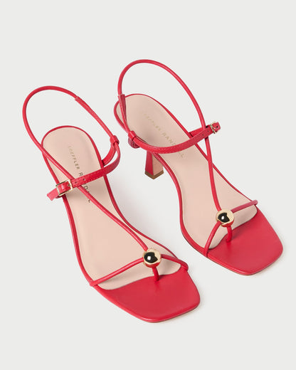 Loeffler Randall Hot Sale | Triana Red Leather Mid-Heel Sandal