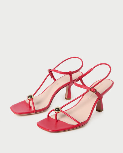 Loeffler Randall Hot Sale | Triana Red Leather Mid-Heel Sandal