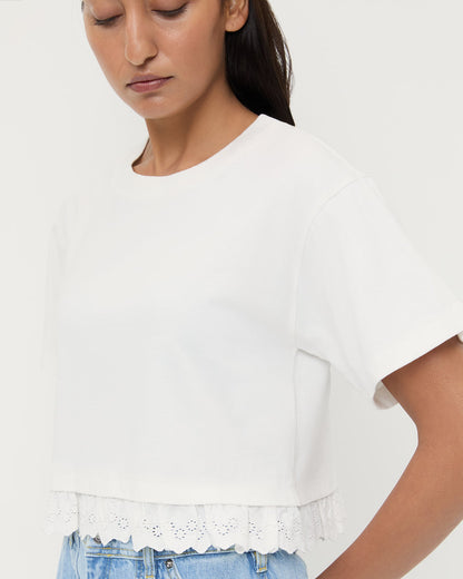 Loeffler Randall Customer Favorite | Junie Lace Trim Tee