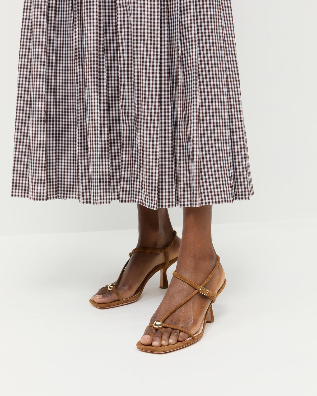 Loeffler Randall Deals | Triana Cacao Suede Mid-Heel Sandal
