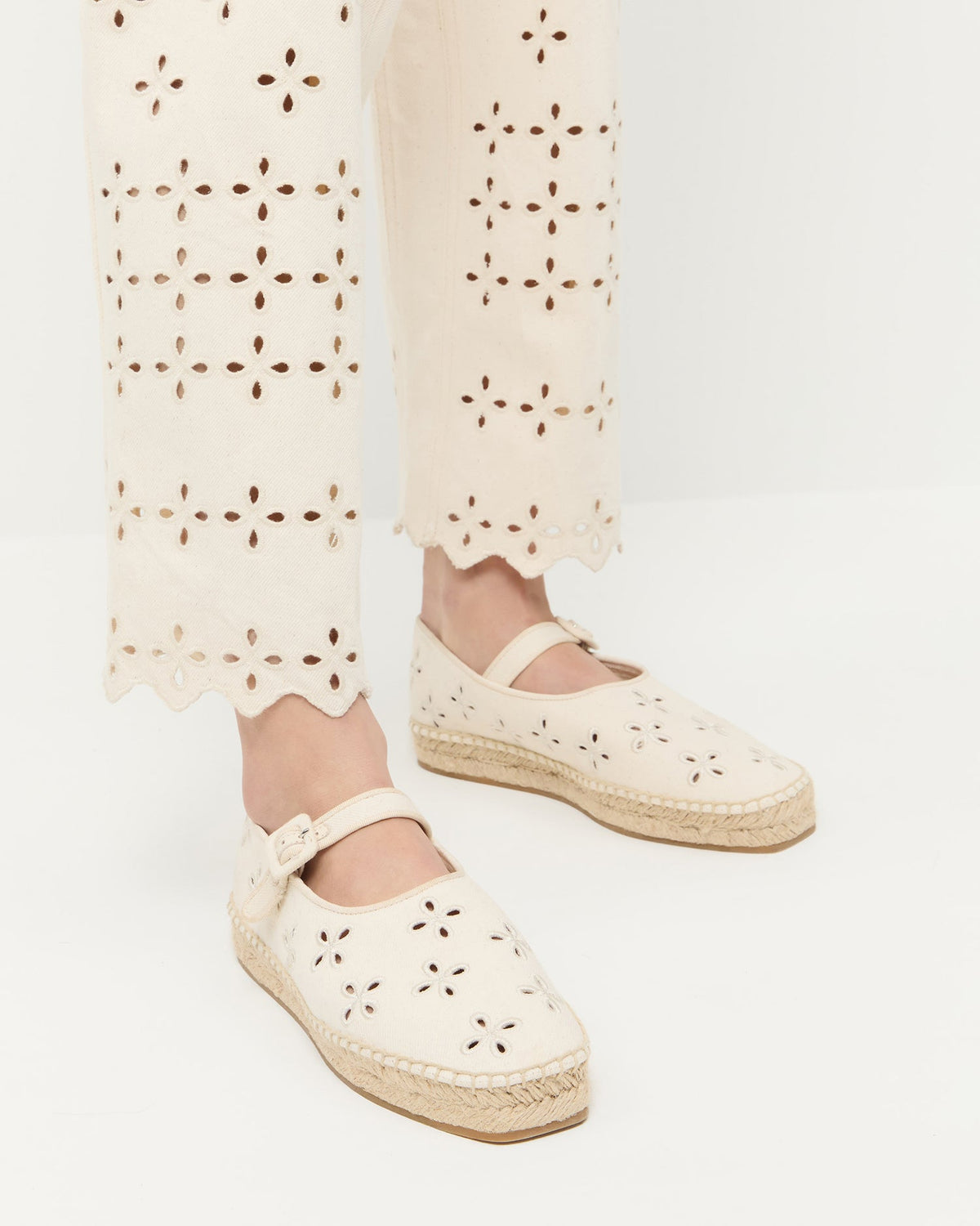 Loeffler Randall Premium | Clover Natural Embroidered Espadrille