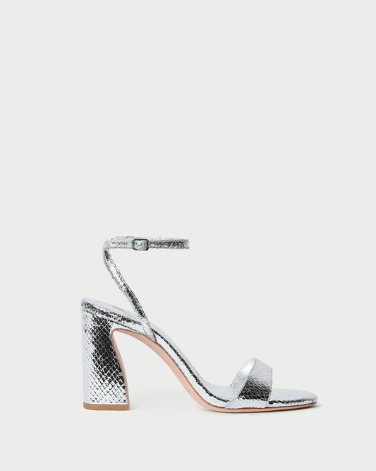 Loeffler Randall Value | Malia Silver Snake Embossed Sandal