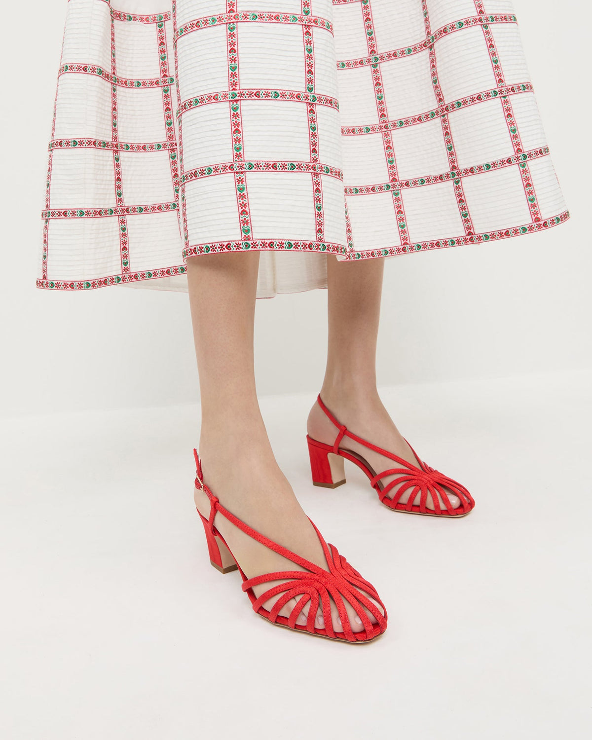 Loeffler Randall Top Pick | Priscilla Red Moiré Heeled Sandal