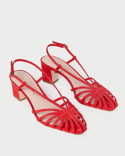 Loeffler Randall Top Pick | Priscilla Red Moiré Heeled Sandal