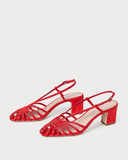 Loeffler Randall Top Pick | Priscilla Red Moiré Heeled Sandal