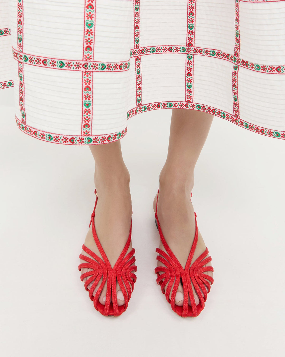 Loeffler Randall Special Offer | Devon Red Moiré Slingback Sandal