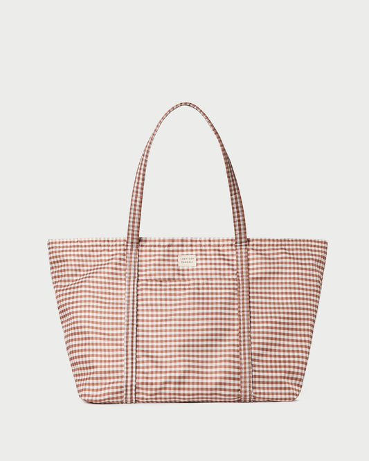 Loeffler Randall Top Pick | Dina Brown Gingham Travel Tote