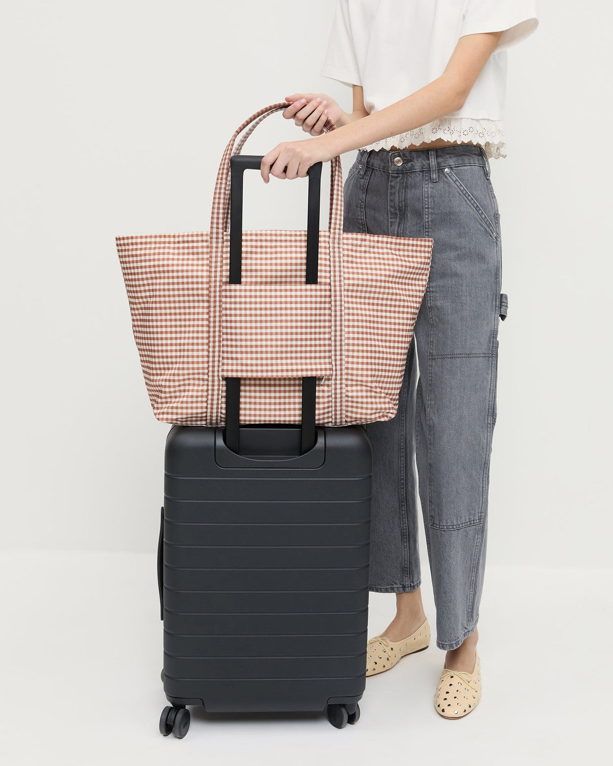 Loeffler Randall Top Pick | Dina Brown Gingham Travel Tote
