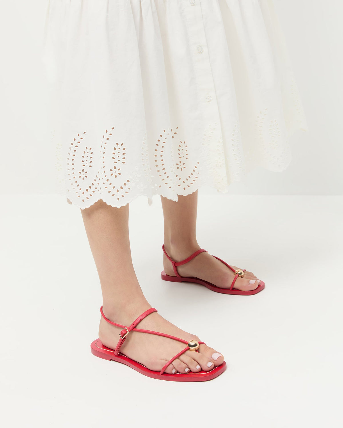 Loeffler Randall Latest | Lara Red Leather Sandal