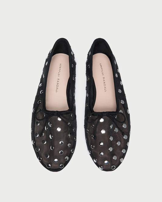 Loeffler Randall Everyday | Landon Black/Silver Mesh Ballet Flat