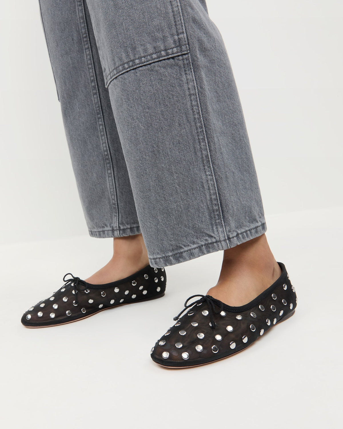 Loeffler Randall Everyday | Landon Black/Silver Mesh Ballet Flat