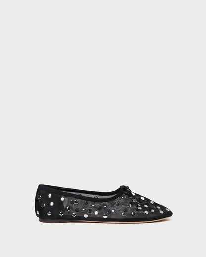 Loeffler Randall Everyday | Landon Black/Silver Mesh Ballet Flat
