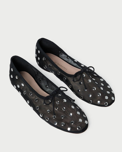 Loeffler Randall Everyday | Landon Black/Silver Mesh Ballet Flat