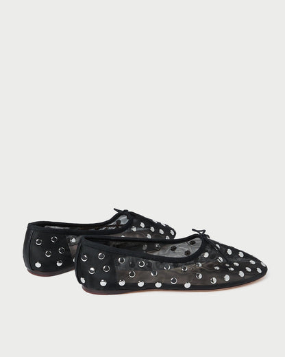 Loeffler Randall Everyday | Landon Black/Silver Mesh Ballet Flat